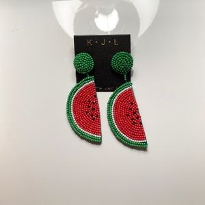 Kenneth Jay Lane Watermelon Seed Bead Earrings